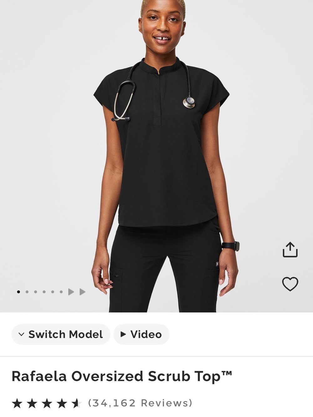 FIGS Black Rafaela XS top